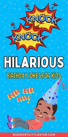 a birthday card with an image of a child in a party hat and the words hilarrous on it