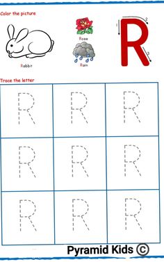 the letter r worksheet for children to learn how to write and draw letters