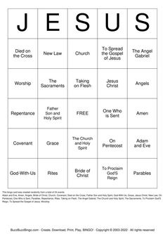 a printable game with the names of jesus