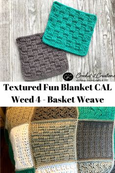 the textured crochet blanket is made with yarn and knitted in different colors