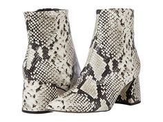 Massimo Matteo Alya Python Bootie - Women's Boots : Osso Python : Massimo Matteo Alya Python Bootie. Leather crafted upper. Synthetic lining, insole and outsole. Made in Brazil. Weight of footwear is based on a single item, not a pair. Measurements: Heel Height: 2 1 2 in Weight: 11 oz Shaft: 6 1 2 in Product measurements were taken using size 9, width M. Please note that measurements may vary by size. Weight of footwear is based on a single item, not a pair. Fall Snake Print Round Toe Heeled Boots, Leather Heeled Boots With Snake Print And Round Toe, Snake Print Boots With Almond Toe, Snake Print Leather Heeled Boots With Pointed Toe, Brown Ankle-high Snake Print Boots, Made In Brazil, Women's Boots, Toe Designs, Python