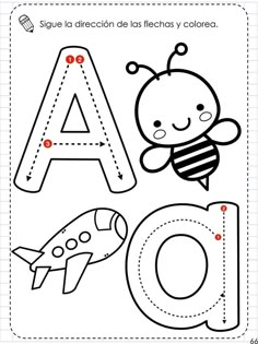 the letter d with a bee and a rocket on it is shown in this printable alphabet