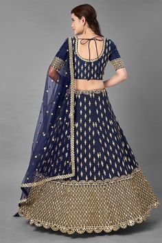 Exclusive Wedding Wear Fancy Work Lehenga Choli In Navy Blue Color Art Silk Fabric Buy Lehenga Online, Lehenga South Indian, Navy Blue Lehenga, Blue Lehenga Choli, Partywear Lehenga, Bridesmaid Lehengas, Lehenga Bridesmaid, Bridal Lehenga Online, Navy Blue Art