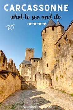 an old castle with text overlay that reads, carcassonne what to see and do