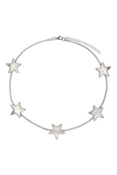 Marland Backus: SSENSE Exclusive Silver Superstar Necklace | SSENSE Nickel-free White Gold Necklace, Modern Silver Hypoallergenic Necklace, Modern Hypoallergenic Silver Necklace, Silver Metal Snake Chain Jewelry, Trendy Sterling Silver Snake Chain Jewelry, Trendy Silver Snake Chain Choker, Trendy Silver Necklace With Charms, Trendy Silver Necklaces With Charms, Hypoallergenic Stainless Steel Choker