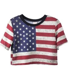 Sexy Cropped American Flag T-Shirt from We Are Forever Girl American Flag Crop Top, Cheap Crop Tops, American Flag Shorts, American Flag Tshirt, American Flag Print, American Flag Shirt, Latest T Shirt, Latest Street Fashion, Blue Crop Tops