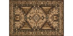 a rug with an intricate design on the front and back side, in beige tones