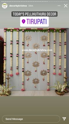 Decor For Pellikuthuru, Wedding Decors At Home, Simple Indian Decorations At Home, Indian Backdrop Ideas For Pooja, Simple Indian Wedding Backdrop, Simple Valaikappu Decoration Ideas, Simple Gruhapravesam Decorations, Simple Decoration For Seemantham, Shastipoorthi Decoration