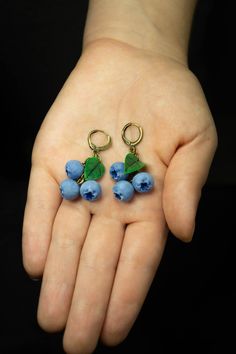 Clay Blueberry, Blueberry Earrings, Nail Polish Removers, Polymer Clay Kawaii, Unique Handmade Earrings, Autumn 2023, Autumn Outfit, Your Outfit, Polymer Clay Jewelry