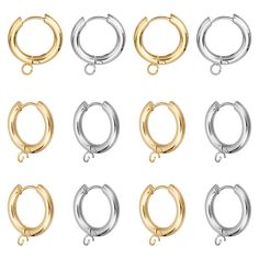 PRICES MAY VARY. Design: These earring hoops are ring shape, exquisite and unique earrings, which collide with different clothing to create different sparks. Quantity: You will receive 12 pcs huggie hoop earrings with 24k gold and stainless steel color, these earrings are about about 18mm wide, 20mm long, 3mm thick, 2.5mm hole, 1mm pin. Hypoallergenic Material: These hoop earrings are made of high quality stainless steel, perfect for jewelry making and DIY earring, and you do not need to worry a Small Metal Hoop Earrings With Lever Back, Hoop Cartilage Earrings With Ear Wire, Round Earring, Geometric Hoop Earrings, Chunky Hoop Earrings, Earring Sets, Ring Shapes, Hoop Earring Sets, Steel Earrings