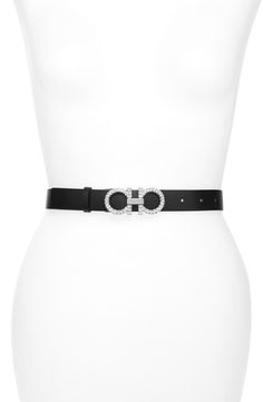 Pavé crystals illuminate the double-Gancio buckle on a calfskin leather belt that beautifully cinches both casual day and evening-out looks. Style Name:Salvatore Ferragamo Double Gancio Crystal Buckle Leather Belt. Style Number: 5795814. Elegant Formal Belt With Buckle Closure, Designer Belt Buckles For Party, Designer Party Belts, Luxury Leather Belt Buckles For Evening, Luxury Belt With Rectangular Buckle, Luxury Belt Buckles With Removable Belt For Evening, Leather Party Belts With Buckle Closure, Leather Belt With Buckle Closure For Parties, Leather Belts With Buckle Closure For Party