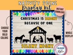 nativity scene display kit for christmas is bright because of one silent night