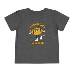 Georgia Tech Toddler Tshirt Game Day Tee for Kids ,let's Go Jackets Atlanta Fun Unisex Cute GA Tech Shirt, What's the Good Word - Etsy Fan Apparel Tops With Character Print For Sports Events, Sporty Tops With Character Print For Sports Events, Sporty T-shirt With Cartoon Print, Sports Fan Apparel Tops With Character Print, Pre-shrunk Fun T-shirt For Game Day, Fun Pre-shrunk T-shirt For Game Day, Playful Sports Tops With Letter Print, Fun Short Sleeve Tops For Game Day, Casual Tops For School Football Season