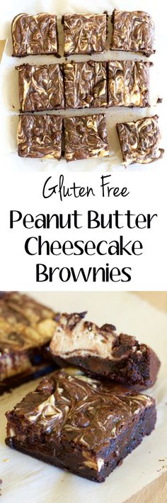 gluten - free peanut butter cheesecake brownies are the perfect treat for any chocolate lover