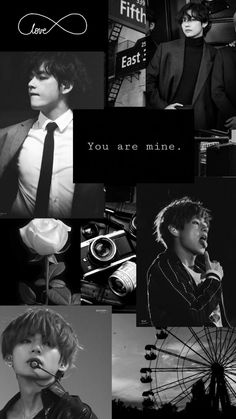 black and white photo collage with text that says, you are mine