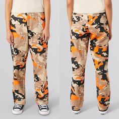 ---Full Measurements Below- Same Day Shipped! - Huf And X-Girl Collab Skate Pants Heavy Duty Twill Front Side Pockets - Two Back Welt Pockets Triple Needle-Stitching At Critical Seams All Over Camo Print Style Is Called Big Ups Unlined - Not See Through No Stretch Colors:Tan Brown, Black, White, Orange Fabric: 100% Cotton Condition: Brand New With Tags Measurements Approximately: Waist 28" Hips 42.5" Front Rise 13” Back Rise 15” Length Top Of Waist To Hem 40.5” *Will Ship Same Day- From Los Ange Olive Jogger Pants, Purple Jumpsuit, Skate Pants, Skate Streetwear, Blue Sweatpants, Streetwear Pants, Camo Girl, Skater Streetwear, Orange Fabric