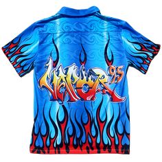 SUPER SOFT PREMIUM POLYESTER BLEND. MADE BY HAND AND SHIPPED FROM OUR LOS ANGELES STORE. SUBLIMATED ARTWORK NEVER FADES OR WASHES OUT. Blue Fitted T-shirt With Custom Print, Blue Graffiti Print Tops For Streetwear, Casual Shirt With Sublimation Print For Sports, Casual Sports Shirt With Sublimation Print, Fitted Sports Top With All Over Print, Summer Sports Shirt With Sublimation Print, Blue Graffiti Print Top With Relaxed Fit, Casual Fitted Printed Sublimation Design, Sporty Relaxed Fit Top With Graffiti Print