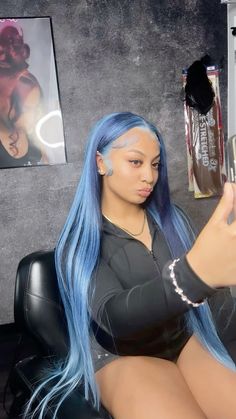 Blue Lace Wig, Weave Ponytail Hairstyles, Sew In Hairstyles, Wig Styling, Closure Wigs, Blue Wig, Hair For Women, Hair Techniques