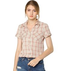 The classic plaid shirt can be mixed easily with a variety of styles. This plaid short sleeve cotton shirt will become a quick go-to in your wardrobe. Style it with your favorite jeans or skirts for a casual look. Perfect for going out and traveling with friends. Occasions: Beach, weekend, gathering, daily, and so on. NOTE: 100% Cotton: Red/ Green/ Blue/ Orange/ Yellow/ Brown/ Red Blue/ Brown Beige. 50% Cotton, 50% Polyester: White Black/ Beige Red/ Burgundy/ Red Black. 100% Rayon: Dark Green. 6 Plaid Cotton Short Sleeve Shirt With Button Closure, Short Sleeve Cotton Flannel Shirt With Button Closure, Spring Plaid Short Sleeve Shirt, Plaid Short Sleeve Flannel Shirt With Button Closure, Plaid Flannel Shirt With Short Sleeves, Plaid Flannel Shirt With Short Sleeves And Button Closure, Short Sleeve Plaid Flannel Shirt For Spring, Classic Short Sleeve Flannel Shirt For Summer, Classic Short Sleeve Summer Flannel Shirt