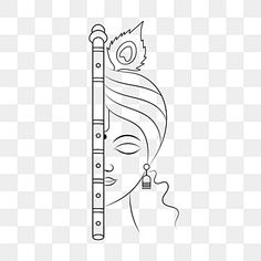 a line drawing of a woman with a flute in her hand, on a transparent background