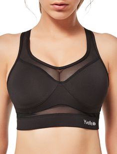 PRICES MAY VARY. 【Ideal Sports Bras for Women】 Made with lightweight, moisture-wicking technology metial fabric. Yvette sports bra offers you high support and extrmely comfort. 【Perfect Combination of Sports and Sexy】Mesh design promotes air circulation and breathability, enhances the sweat-wicking performance. Unique sexy mesh design makes you stand out from the group. 【High Support Sport Bra】 Great support with elastic band, reduces shock from high impact workout. Offers enough support you nee High Impact Sports Bras, Gym Bra, Pretty Bras, Bra For Women, High Impact Sports Bra, Padded Sports Bra, Sport Bh, Mesh Design, Sport Bra