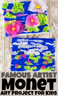 paper plate art project for kids with flowers on it and text that reads famous artist money art project for kids