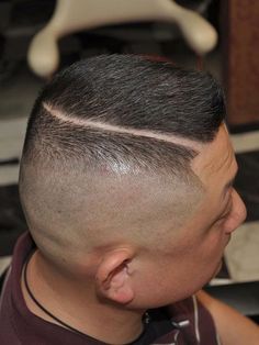 You can also use the Southside fade with a voluminous and textured hairstyle. You can add a side part that shows an excellent volume. See more men`s haircut options and examples. Military Haircut, Great Haircuts, Faded Hair