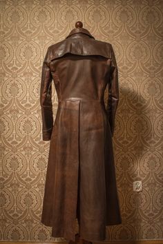 Long Leather Trench Coat Duster Steampunk Victorian Fantasy - Etsy Long Leather Trench Coat, Trenchcoat Outfit, Long Brown Coat, Victorian Jacket, Steampunk Leather, Brown Leather Coat, Trench Coat Outfit, Steampunk Victorian, Formal Prom Dress