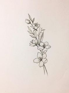 a black and white drawing of some flowers