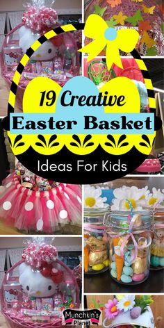 DIY Easter Basket Ideas Diy Easter Basket Ideas, Tutu Easter Basket, Dollar Tree Easter Basket, Homemade Easter Baskets, Diy Easter Basket, Easter Basket Themes, Unique Easter Baskets, Easter Baskets To Make