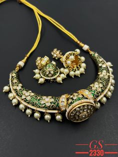 Very beautiful handmade rajwari hasli necklace set with earrings Luxury Kundan Necklace With Mirror Work For Wedding, Luxury Jewelry With Latkans For Navratri, Traditional Round Pallu Jewelry For Navratri, Traditional Chandbali Necklaces For Festive Occasions, Diwali Temple Jewelry Style Round Choker, Bollywood Style Round Temple Necklace For Festivals, Traditional Round Choker For Festivals, Bollywood Style Temple Necklace For Festivals, Festive Round Temple Jewelry Choker