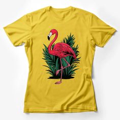 Tropical Flamingo T-Shirt, Vibrant Pink Bird Graphic, Casual Summer Tee, Unisex Top Female T-Shirt Custom graphic T-Shirt.Customize your color Pet Sitter Gifts, Tropical Flamingo, Bird Graphic, Animal Print Shirts, Pink Bird, Urban Street Style, Retro Comic, Puppy Clothes, Summer Tee