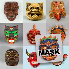 Tattoo Flash Collective Books Mask Artistic Masks For Costume Festivals, Artistic Costume Masks For Festivals, Traditional Masks And Prosthetics For Festivals, Traditional Festival Masks And Prosthetics, Handmade Traditional Mask, Weird Ideas, Color Studies, Mask Making, Flash Tattoo