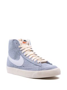 Nike Blazer Mid 77 Vintage "Blue Whisper" Sneakers - Farfetch Nike Blazer Blue, Blue Blazers, Blazer Shoes, Blue Whisper, Blazer Mid 77 Vintage, Blazers Shoes, Nike Blazer Mid 77, Nike Blazer Mid, Nike Blazers Mid