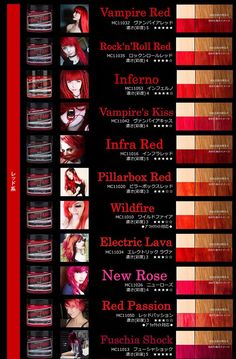 Neon Red Hair, Manic Panic Color Chart, Manic Panic Red, Red And Purple Hair, Manic Panic Vampire Red, Manic Panic Colors, Manic Panic Hair Dye