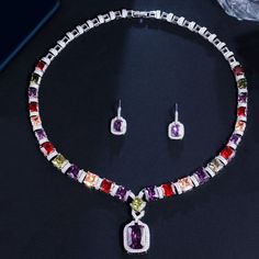 Bridal Jewelry Sets- Luxury Multicolor Cubic Zirconia Big Geometric Square Earrings Necklace Bridal Wedding Jewelry Set for Brides Model Number:1005003258486443 ◆Brand: ThreeGraces◆Metal Color: Silver Color◆Main Stone Material: Cubic Zirconia ◆Main Stone Color: Shiny Multicolor★Necklace : about 46 cm★Earrings: 2.2 cm Elegant Multicolor Multi-stone Bridal Necklace, Elegant Multicolor Jewelry Sets For Weddings, Multicolor Cubic Zirconia Jewelry For Celebration, Multicolor Sparkling Stones Jewelry For Wedding, Multicolor Crystal Necklace For Wedding, Multicolor Wedding Jewelry With Sparkling Stones, Formal Multicolor Bridal Necklace, Formal Multicolor Necklaces With Matching Earrings, Formal Multicolor Necklace With Matching Earrings