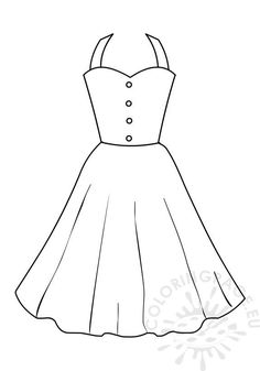 a line drawing of a dress with horns on the front and back, in black and white