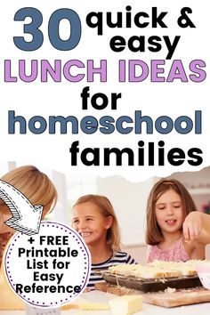 Homeschool Lunch Menu Free Printable, Quick And Easy Lunch Ideas At Home, Healthy Kid Lunches At Home, Quick Lunch Ideas At Home Simple