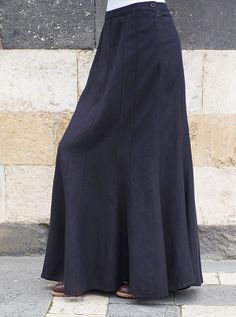 Flared Linen Panel Maxi Skirt | Shukr Clothing Flared Skirts, Adventure Outfit, Comfortable Dress, Body Size, Different Fabrics, Natural Fabrics, Flare Skirt, Fabric Weights, Quality Fabric