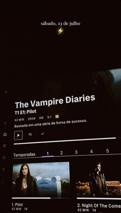 an image of the vampire diaries app on a cell phone in spanish and english