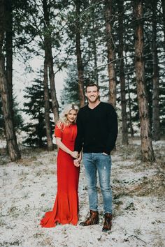 a man and woman standing in front of some trees with the caption instagram