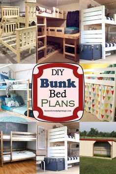 30 DIY Bunk Bed Plans You Can Make Easily Homemade Bunk Beds, Triple Bunk Beds Plans, Bunk Bed Room Ideas, Corner Bunk Beds, Bunk Beds Small Room, Space Saving Bunk Bed