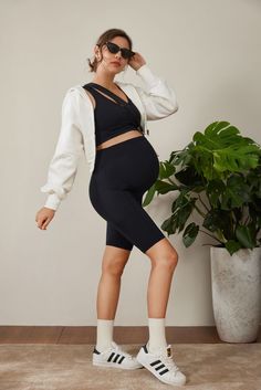 Maternity Fall Outfit - Stretch With You Maternity Bike Short Dobreva® Summer Yoga Activewear Above Knee, Compressive Casual Biker Shorts For Spring, Casual Compressive Biker Shorts For Spring, High Stretch Above Knee Summer Activewear, High Stretch Biker Shorts For Summer Athleisure, High Stretch Athleisure Biker Shorts For Summer, High Stretch Spring Activewear Shorts, Versatile High Stretch Biker Shorts, Versatile High-stretch Mid-thigh Biker Shorts