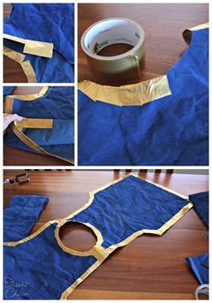 how to make a paper mache costume with duct tape and gold foil on it