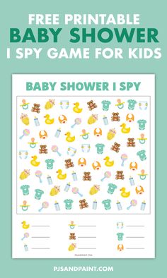 baby shower game for kids with the text free printable baby shower i spy game for kids