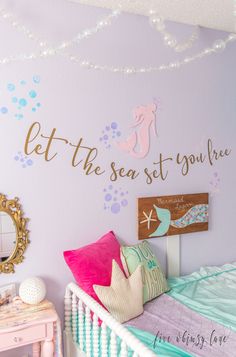 Disney Princess Bedroom Ideas, Mermaid Girls Bedroom, Ocean Inspired Bedroom, Mermaid Bedroom Ideas, Disney Princess Bedroom