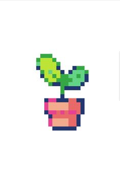 an image of a pixelated plant in a pot on a white background with the text,