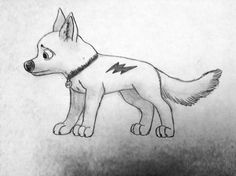 a drawing of a dog with a lightning bolt on it's collar