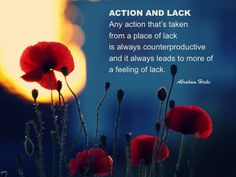 some red flowers with a quote about action and lack