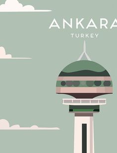 an illustration of a tower with the words anara turkey on it's side